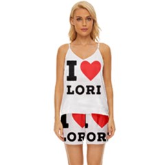 I Love Lori V-neck Satin Pajamas Set by ilovewhateva