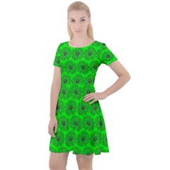 Gerbera Daisy Vector Tile Pattern Cap Sleeve Velour Dress  by GardenOfOphir