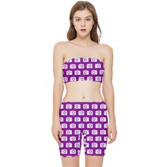 Modern Chic Vector Camera Illustration Pattern Stretch Shorts And Tube Top Set by GardenOfOphir