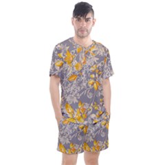 Fabric Floral Background Men s Mesh Tee And Shorts Set