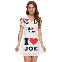 I Love Joe V-neck High Waist Chiffon Mini Dress by ilovewhateva