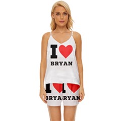 I Love Bryan V-neck Satin Pajamas Set by ilovewhateva