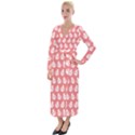 Coral And White Lady Bug Pattern Velvet Maxi Wrap Dress View1