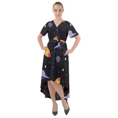 Cosmos Front Wrap High Low Dress by nateshop