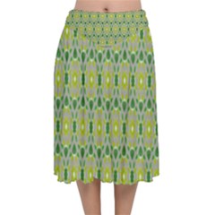 Leaf - 02 Velvet Flared Midi Skirt by nateshop