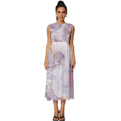 Liquid Marble Sleeveless Round Neck Midi Dress by BlackRoseStore