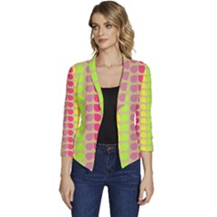 Colorful Leaf Pattern Women s Casual 3/4 Sleeve Spring Jacket by GardenOfOphir