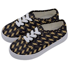 Modern Retro Chevron Patchwork Pattern Kids  Classic Low Top Sneakers by GardenOfOphir