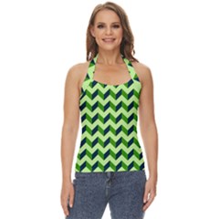 Modern Retro Chevron Patchwork Pattern Basic Halter Top by GardenOfOphir