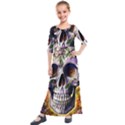 Cute Sugar Skull With Flowers - Day Of The Dead Kids  Quarter Sleeve Maxi Dress View1