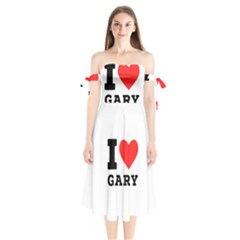 I Love Gary Shoulder Tie Bardot Midi Dress by ilovewhateva