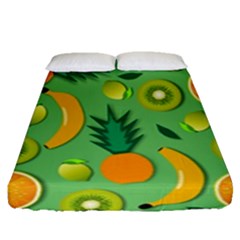 Fruit Tropical Pattern Design Art Fitted Sheet (queen Size) by danenraven