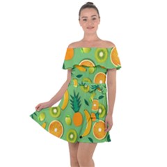 Fruit Tropical Pattern Design Art Off Shoulder Velour Dress by danenraven