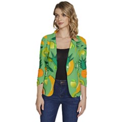 Fruit Tropical Pattern Design Art Women s One-button 3/4 Sleeve Short Jacket by danenraven