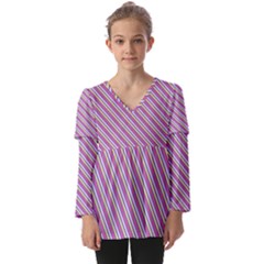 Background-102 Kids  V Neck Casual Top by nateshop