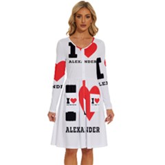 I Love Alexander Long Sleeve Dress With Pocket by ilovewhateva