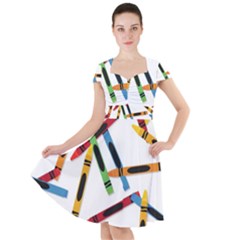 Crayons Cap Sleeve Midi Dress by nateshop