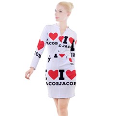 I Love Jacob Button Long Sleeve Dress by ilovewhateva