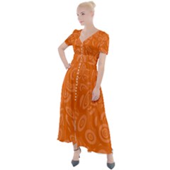 Orange-ellipse Button Up Short Sleeve Maxi Dress by nateshop