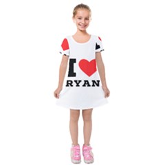 I Love Ryan Kids  Short Sleeve Velvet Dress by ilovewhateva