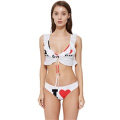 I Love Ryan Low Cut Ruffle Edge Bikini Set by ilovewhateva