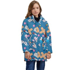 Medicine Pattern Kid s Hooded Longline Puffer Jacket by SychEva