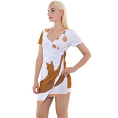 Animal Cat Pet Feline Mammal Short Sleeve Asymmetric Mini Dress by Semog4