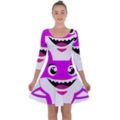 Purple Shark Fish Quarter Sleeve Skater Dress by Semog4