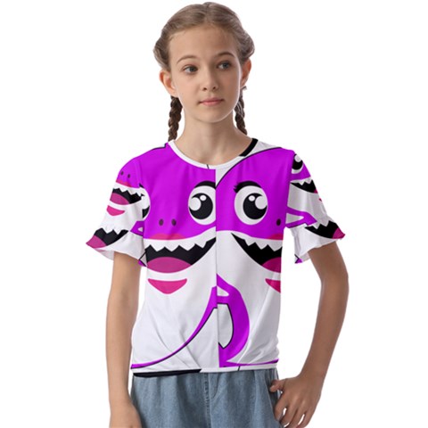 Purple Shark Fish Kids  Cuff Sleeve Scrunch Bottom Tee by Semog4