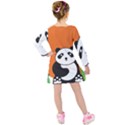 Panda Animal Orange Sun Nature Kids  Long Sleeve Velvet Dress View2