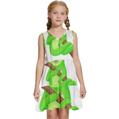 Sloth Branch Cartoon Fantasy Kids  Sleeveless Tiered Mini Dress by Semog4