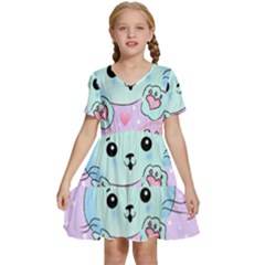 Cat Valentine-s Day Valentine Kids  Short Sleeve Tiered Mini Dress by Semog4