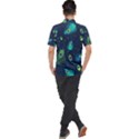 Blue Background Pattern Feather Peacock Men s Polo Tee View2