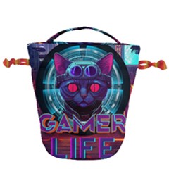 Gamer Life Drawstring Bucket Bag by minxprints