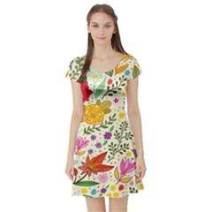 Colorful Flowers Pattern Abstract Patterns Floral Patterns Short Sleeve Skater Dress by Semog4