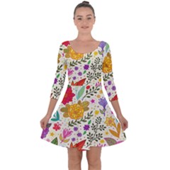 Colorful Flowers Pattern Abstract Patterns Floral Patterns Quarter Sleeve Skater Dress by Semog4