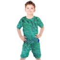 Green And Blue Peafowl Peacock Animal Color Brightly Colored Kids  Tee and Shorts Set View1