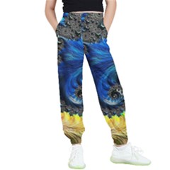 Colorful Digital Art Fractal Design Kids  Elastic Waist Pants by Semog4