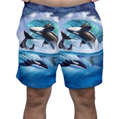 Orca Wave Water Underwater Sky Men s Shorts by Semog4