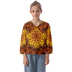 Abstract Gold Mandala Yellow Kids  Sailor Shirt by Semog4