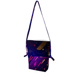 Colorful Abstract Background Creative Digital Art Colorful Geometric Artwork Folding Shoulder Bag by Semog4