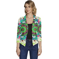 Mandala Flowers Abstract Butterflies Floral Pattern Summer Women s Casual 3/4 Sleeve Spring Jacket by Semog4