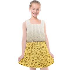 Texture Pattern Macro Glass Of Beer Foam White Yellow Art Kids  Cross Back Dress by Semog4