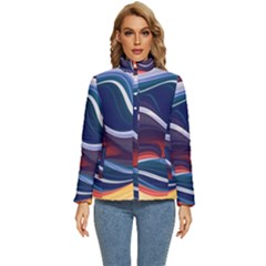 Wave Of Abstract Colors Women s Puffer Bubble Jacket Coat by Semog4