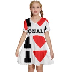 I Love Ronald Kids  Short Sleeve Tiered Mini Dress by ilovewhateva