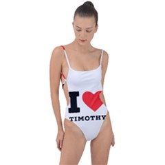 I Love Timothy Tie Strap One Piece Swimsuit by ilovewhateva