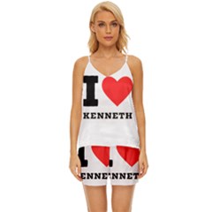 I Love Kenneth V-neck Satin Pajamas Set by ilovewhateva