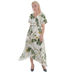 Leaves-142 Cross Front Sharkbite Hem Maxi Dress by nateshop