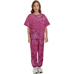 Pink Mandala Glitter Bohemian Girly Glitter Kids  Tee And Pants Sports Set by Semog4