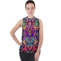 Flower Patterns Abstract Pattern Digital Art Mock Neck Chiffon Sleeveless Top View1